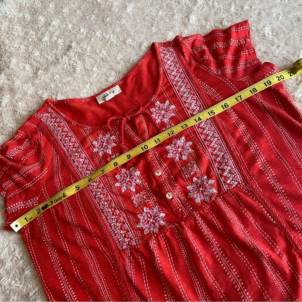 Beautiful Boho Embroidered Red Detailed Top - Picture 7 of 12